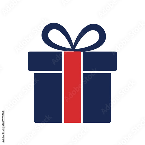 Navy Blue Gift Box with Red Ribbon: A simple, elegant navy blue gift box tied with a bold red ribbon, ideal for various celebratory occasions.