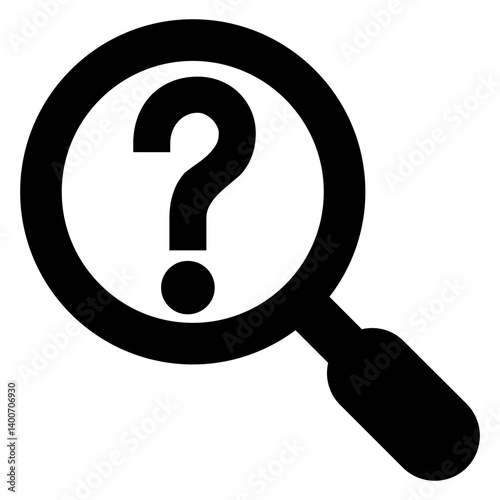 Icono plano lupa con símbolo de interrogación 