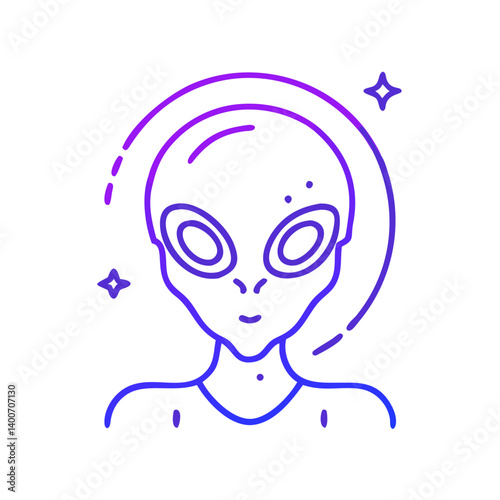 Alien character with large eyes in a minimalist design  