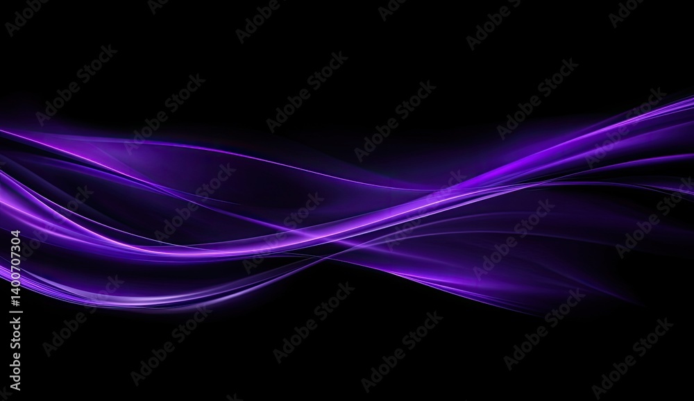 Naklejka premium Abstract purple waves on black