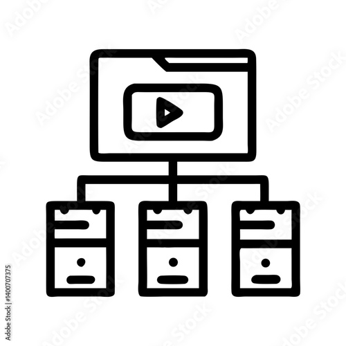 Media Management Panel with File Boxes Icon Design