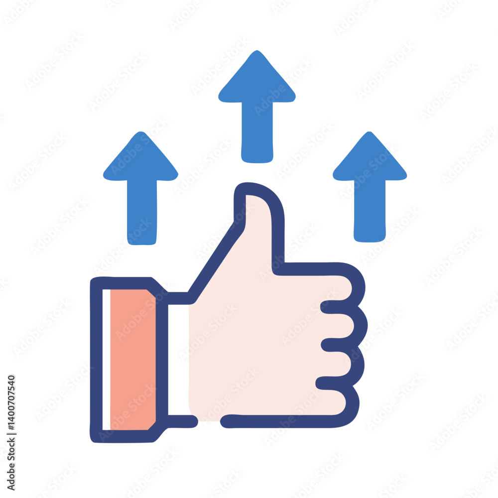 Thumbs Up with Upward Arrows for Reach Icon Design Thumbs Up with Upward Arrows for Reach Icon Design