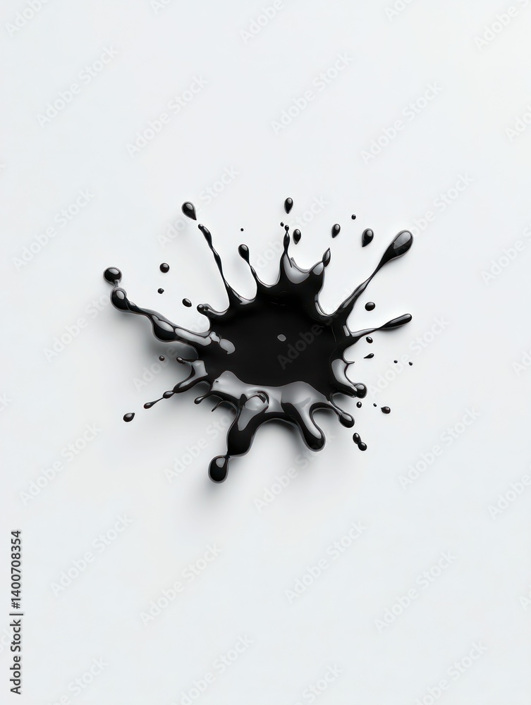 Elegant black ink splash on a pristine white surface, creating a captivating visual. Elegant black ink splash on a pristine white surface, creating a captivating visual.