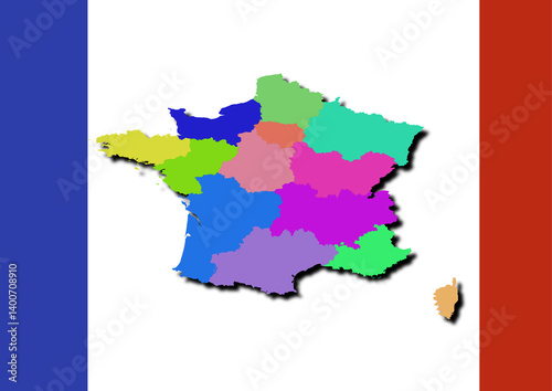 High-resolution illustration of the map of France, showcasing the complete geographical shape of the country