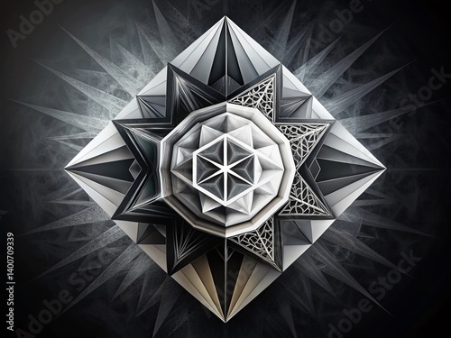 Abstract Geometric Black and White AI Generated Design - Modern Minimalist Background