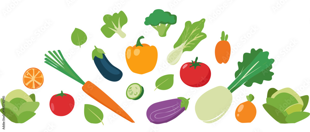 vegetables falling on white vector icon background design