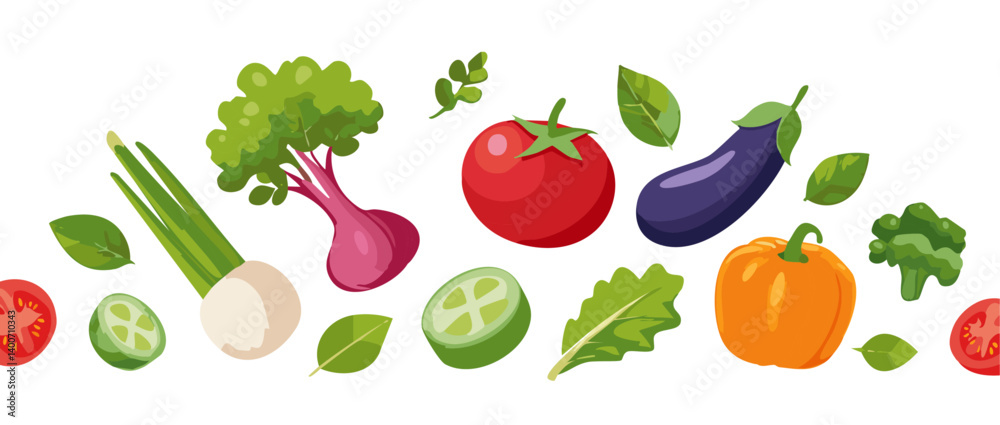 vegetables falling on white vector icon background design