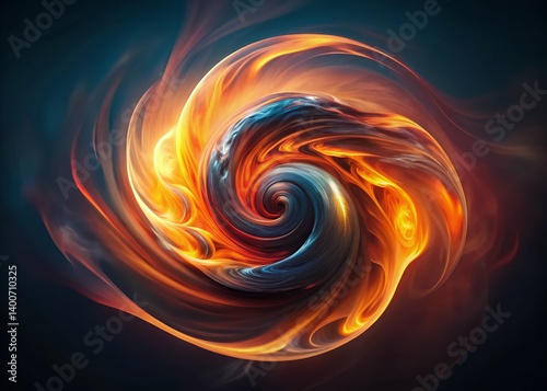 Abstract Fiery Swirl Tilt-Shift Stock Photo: Dark Background, Miniature Effect