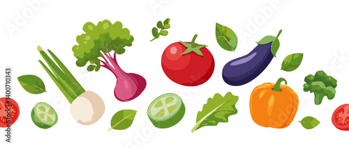 Obraz na płótnie vegetables falling on white vector icon background design w salonie