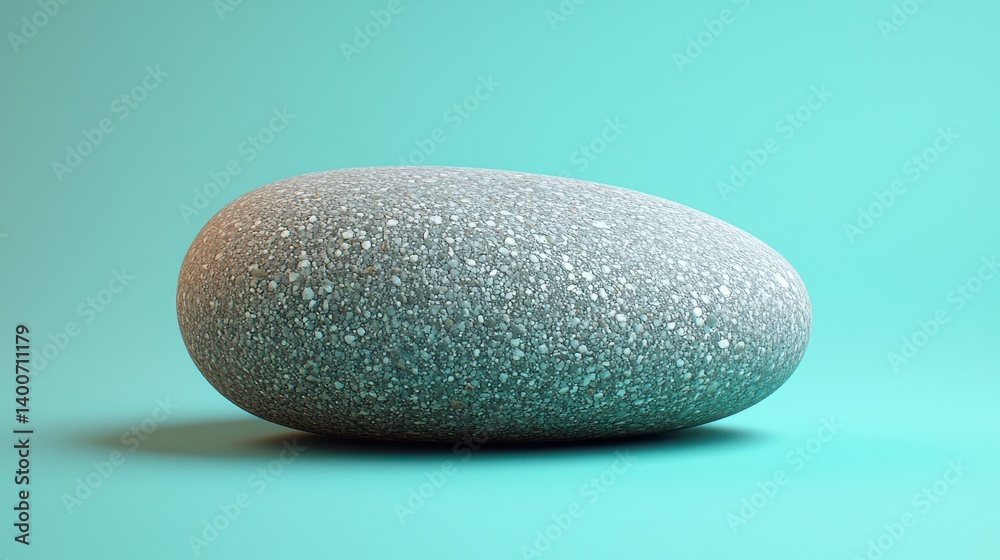 Smooth gray pebble on mint green background Smooth gray pebble on mint green background
