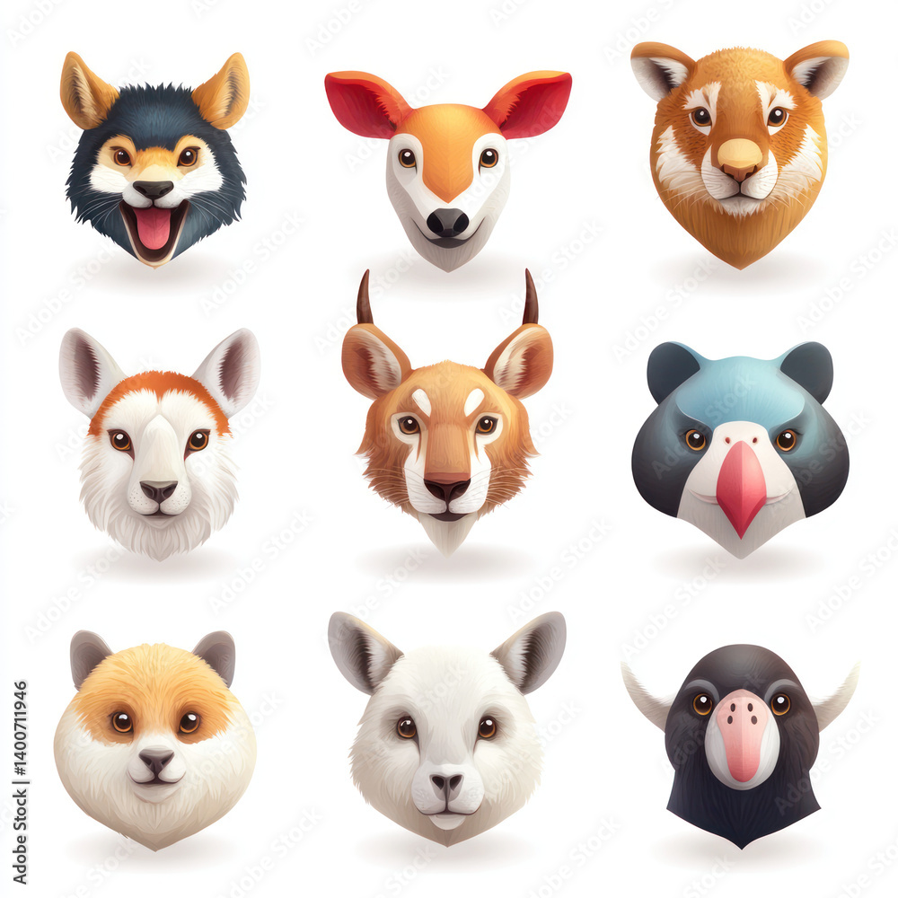 Fototapeta premium set of funny animals