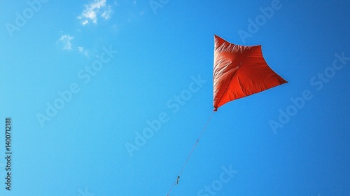 Red kite soaring in clear blue sky