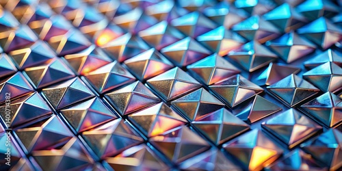Abstract Bright Silver Metallic Triangle Pattern - Tilt-Shift Photography Stock Photo