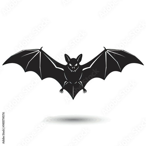 Nocturnal Silhouette: A stylized graphic of a bat with spread wings, capturing the essence of nocturnal mystique and evoking an aura of Halloween's captivating eeriness.