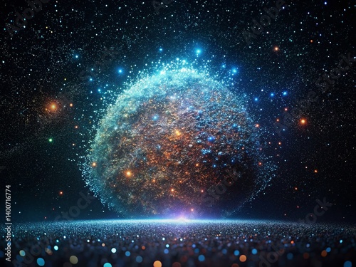 Abstract Blue Black Dot Cluster Landscape Photography - Night Sky Starfield