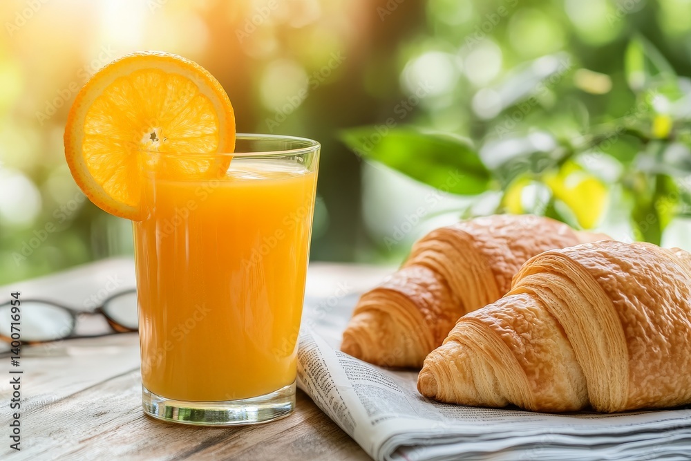 orange juice and croissant