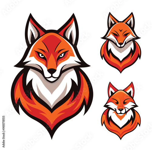 Fox silhouette set - isolated vector images of wild animals