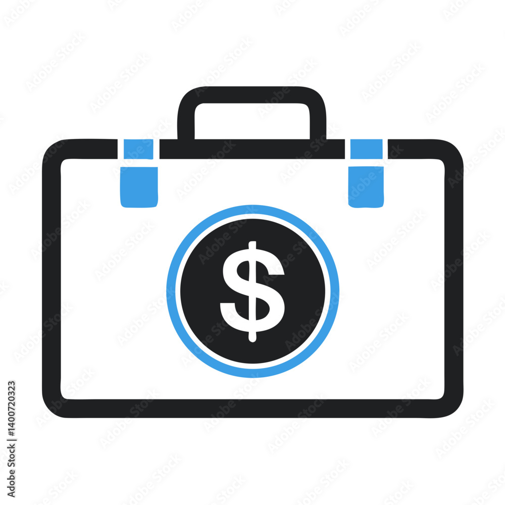Business Briefcase with Dollar Symbol Icon Representing Financial Transactions and Professional Deals Business Briefcase with Dollar Symbol Icon Representing Financial Transactions and Professional Deals