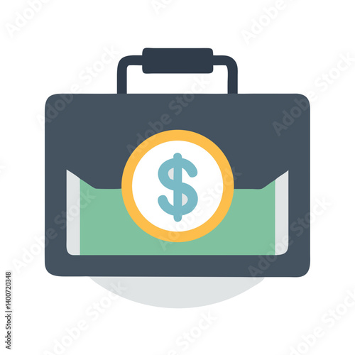 Business Briefcase with Dollar Symbol Icon Representing Financial Transactions and Professional Deals