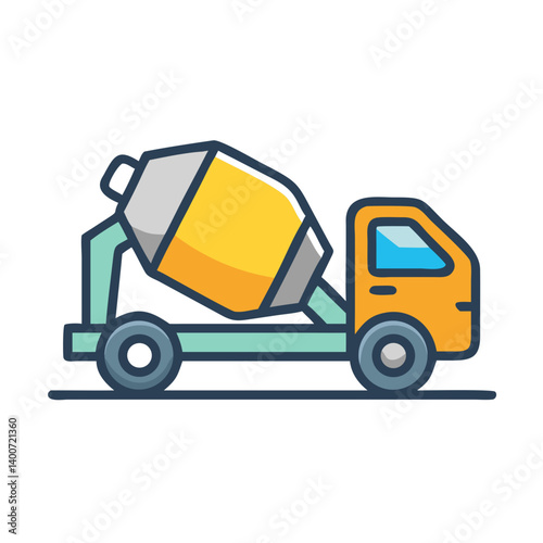 Concrete Mixer Truck Icon Representing Construction and Concrete Delivery