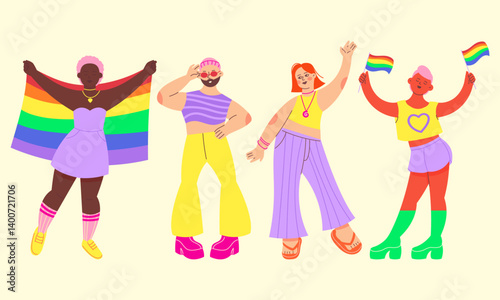 Pride Month. Group of happy people on parade