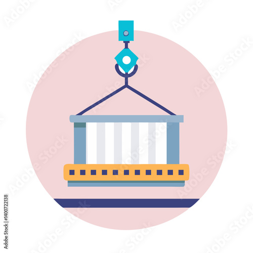 Crane Lifting Prefabricated Structure Icon Representing Construction and Heavy Lifting