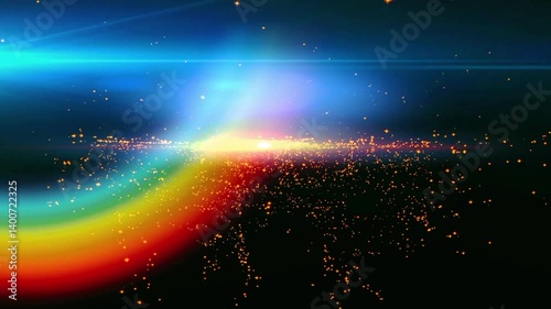 Colorful Light Energy Wave with Sparkling Particle Trail Animation