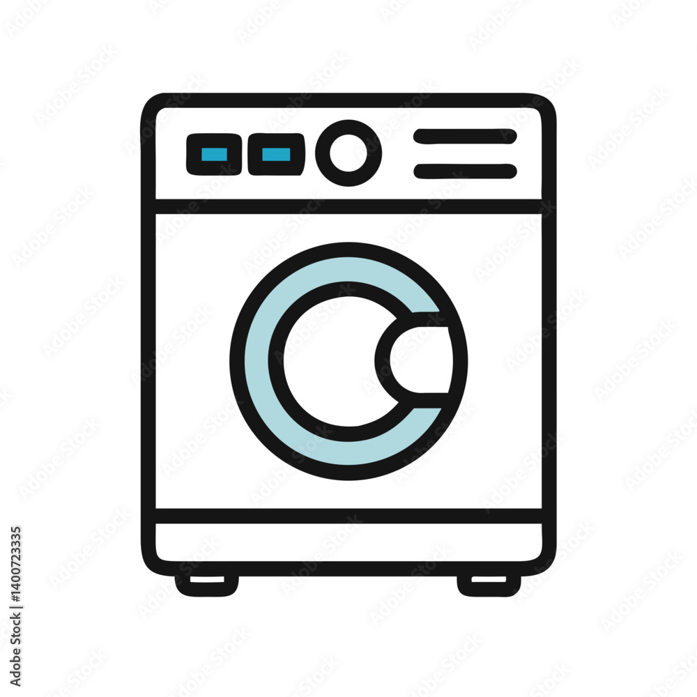 Front-Load Washer Icon Representing Laundry Equipment and Efficient Cleaning Front-Load Washer Icon Representing Laundry Equipment and Efficient Cleaning