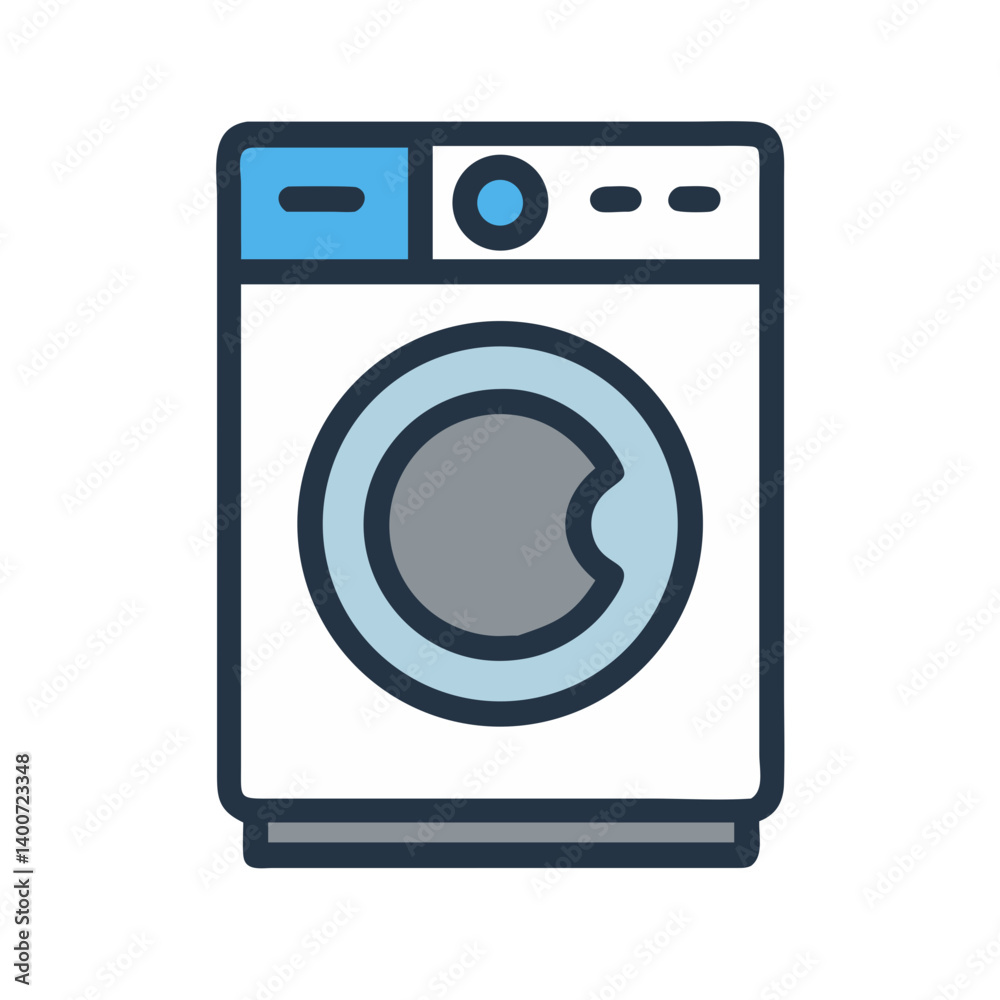 Front-Load Washer Icon Representing Laundry Equipment and Efficient Cleaning Front-Load Washer Icon Representing Laundry Equipment and Efficient Cleaning