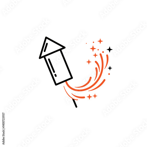 Festive Fireworks: A sleek, minimalist illustration of a firework rocket, exploding in a cascade of vibrant colors, representing joy and celebration.