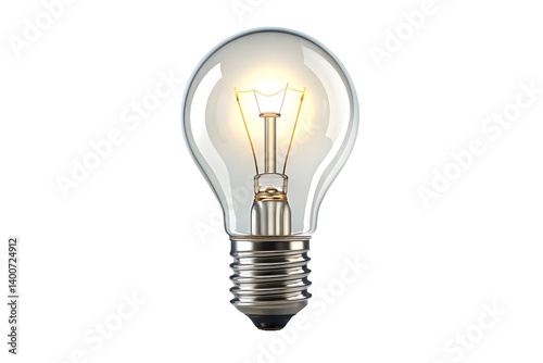 Glowing Incandescent Light Bulb with Visible Filament, Energy Consumption Concept.