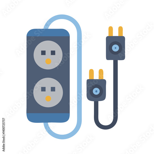 Power Extension Cord Icon Representing Electrical Connectivity and Multiple Outlet Access