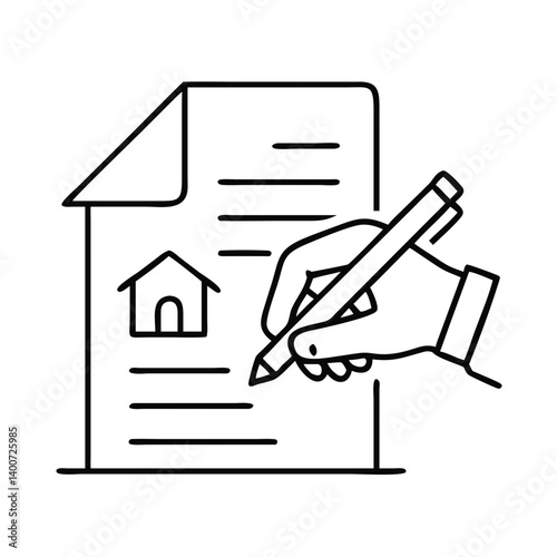 Person signing purchase agreement for a house or apartment in real estate transaction