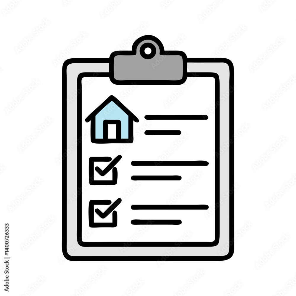 Real Estate Property Checklist on Clipboard Icon Representing Property Inspection and Management Tasks Real Estate Property Checklist on Clipboard Icon Representing Property Inspection and Management Tasks