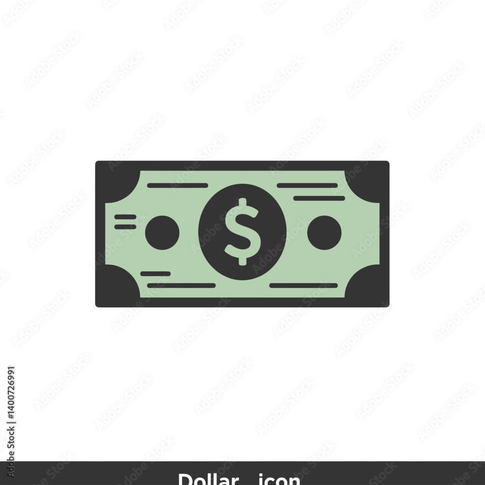 The American Dollar: A simple yet iconic depiction of a dollar bill, a symbol of global finance and economic power, ideal for conveying concepts of wealth and commerce.