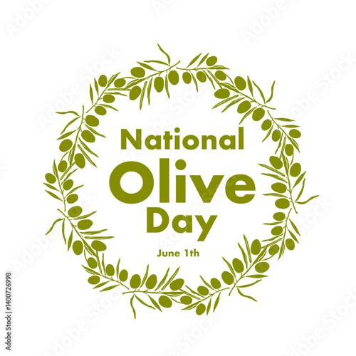 national olive day vector logo design,national olive day june 1st banner with hand drawn standing olive branch