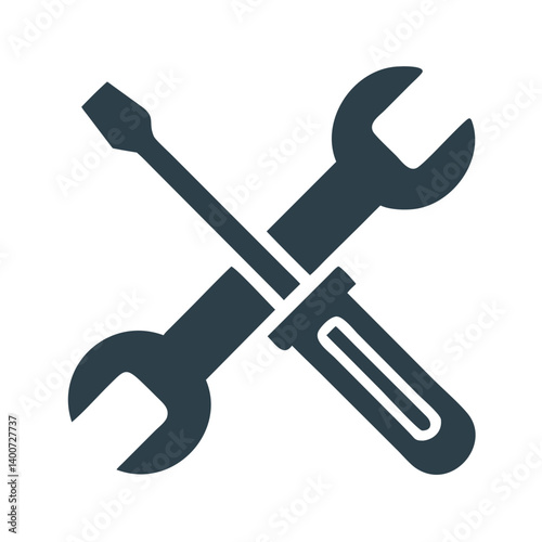 Screwdriver and Wrench Tools Icon Representing Repair, Maintenance, and Mechanical Work