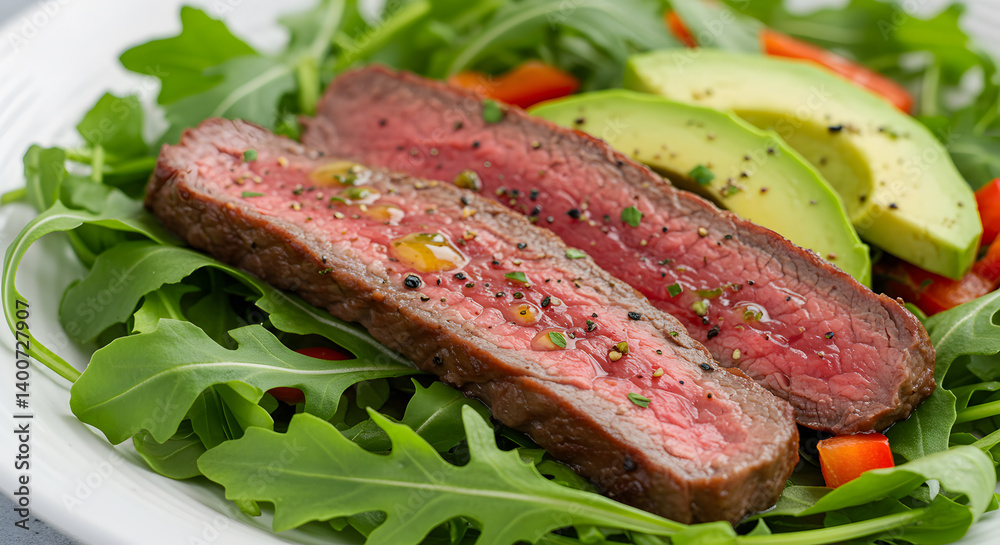 Delicious Low Carb Grilled Steak Salad with Arugula and Avocado Delicious Low Carb Grilled Steak Salad with Arugula and Avocado