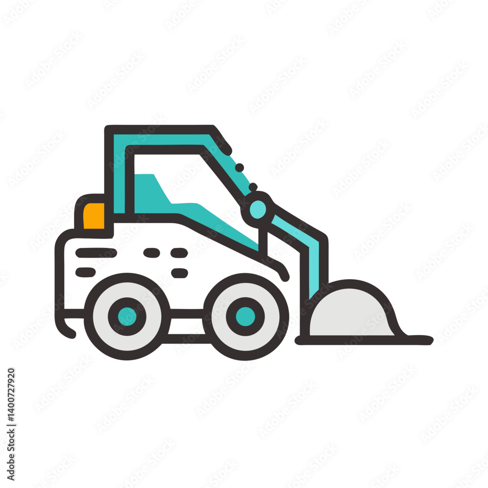 Obraz premium Skid Steer Loader Machine Icon Representing Compact Construction Equipment and Earthmoving Tool