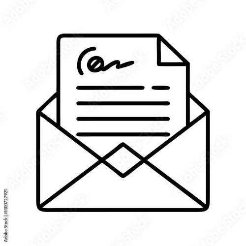 Signed Letter in Envelope Icon Representing Official Mail and Document Communication