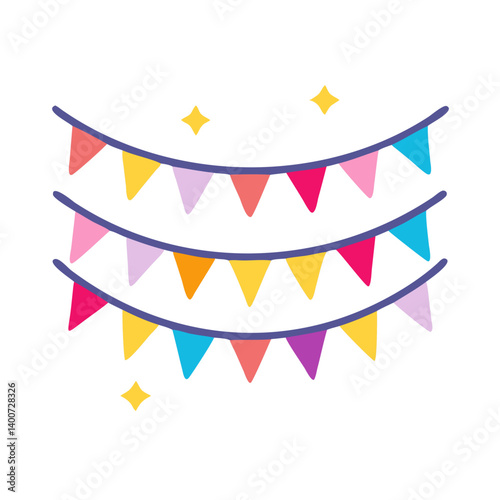 Decorative Party Bunting Banners Icon Design