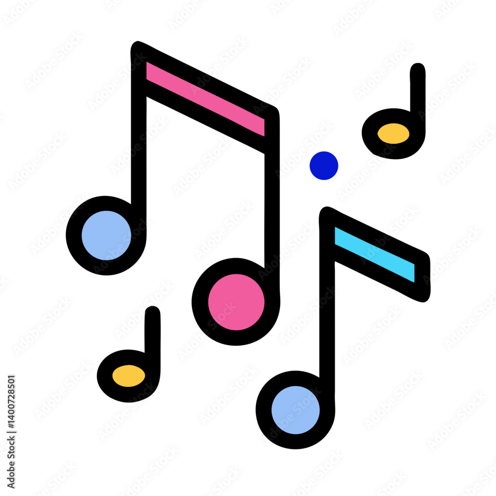 Musical Notes Representing Party Music Icon Design Musical Notes Representing Party Music Icon Design