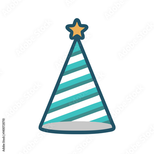Party Hat with Decorative Stripes Icon Design