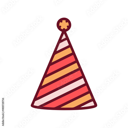 Party Hat with Decorative Stripes Icon Design