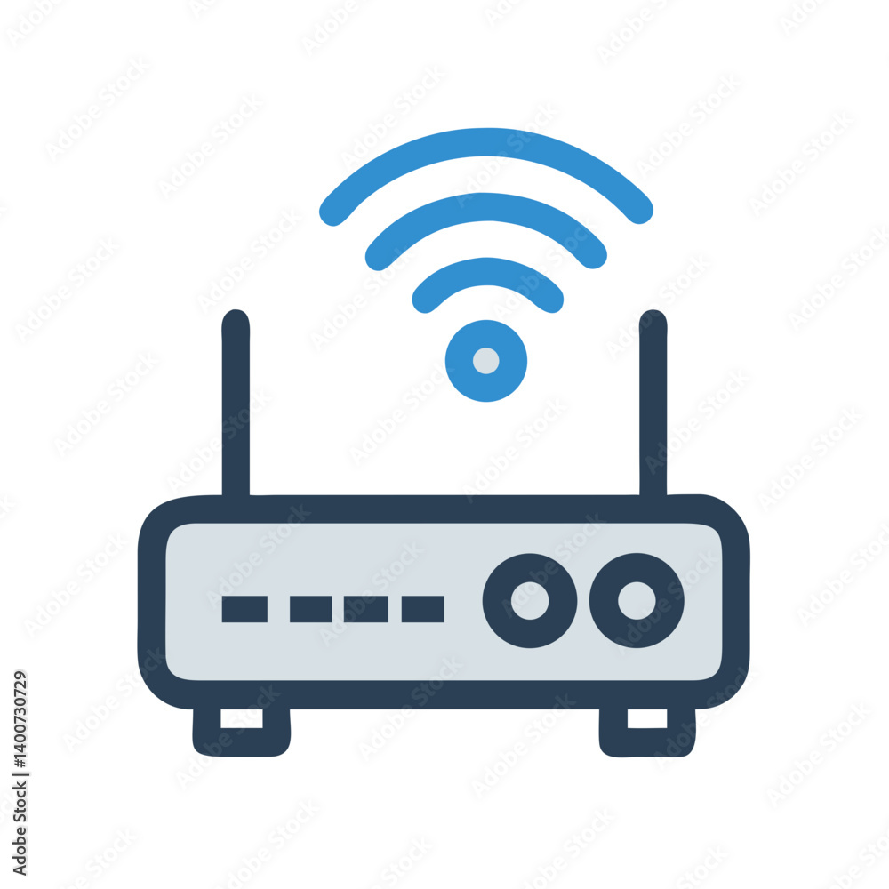Wi-Fi Router Device Icon Representing Wireless Internet Access and Network Connectivity Wi-Fi Router Device Icon Representing Wireless Internet Access and Network Connectivity