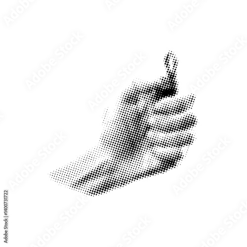 Halftone hand holding burning lighter dotted texture, collage element
