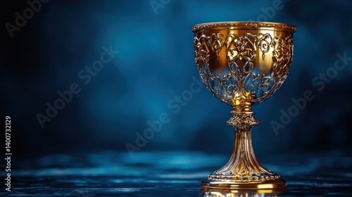 Ornate golden goblet on a dark background