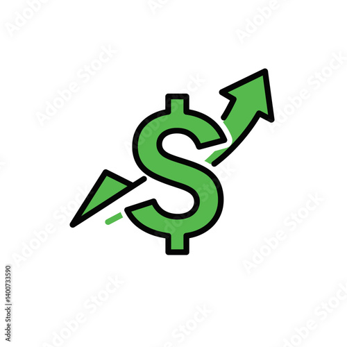 Financial Growth: An eye-catching depiction of financial growth, symbolized by the upward trajectory of a dollar sign overlaid with a bold, green arrow.
