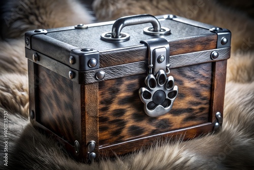 Obraz na płótnie Fur-Lined Box with Silver Fangs – Horror-Inspired Luxury w salonie