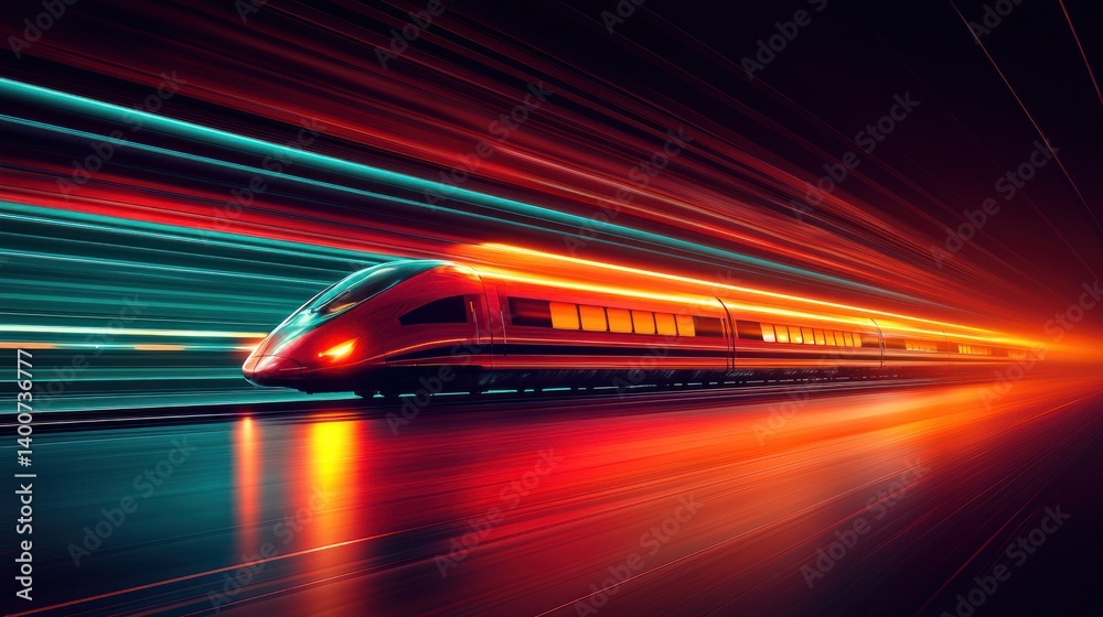 Fototapeta premium High-speed train streaks through tunnel